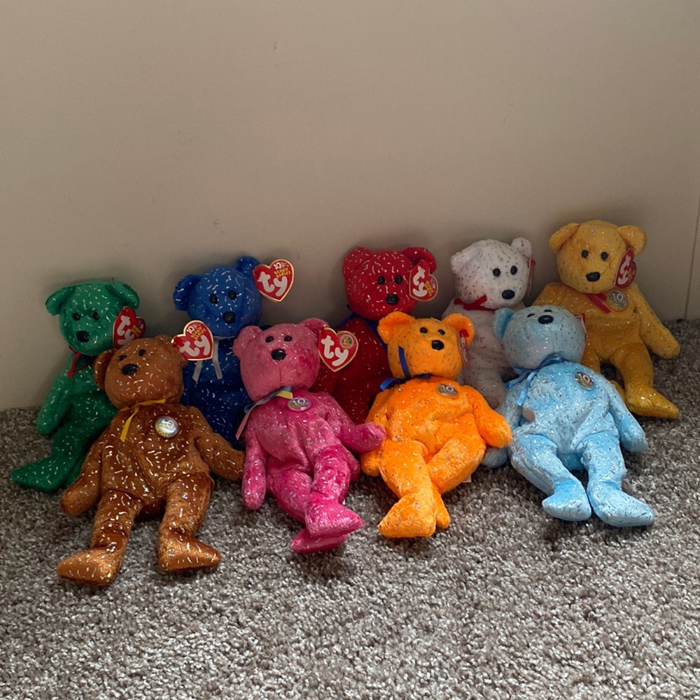 Beanie babies 2002 decade 10 years anniversary whole set